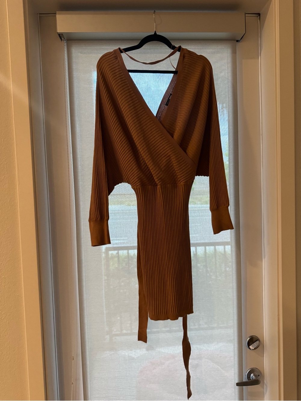 Brown Ribbed Wrap Dress - Fashion Nova